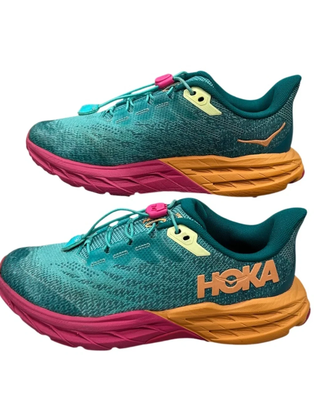 Hoka Speedgoat 5 Teal Mesh Trail Running Sneaker Shoes Size Youth 4.5 MD
